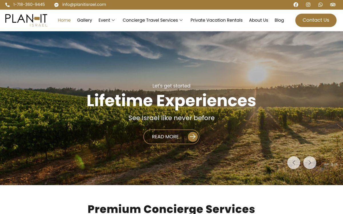 Plan It Israel travel platform website preview